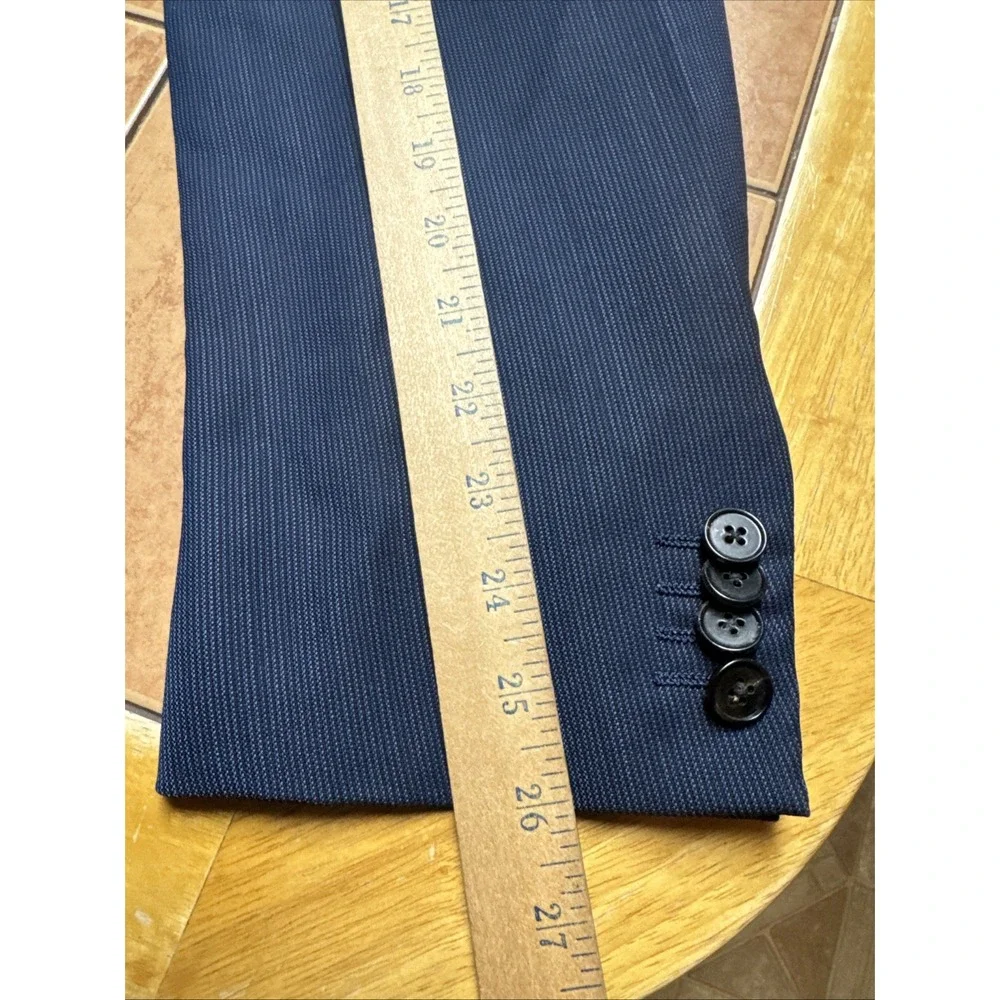 Ermenegildo Zegna Su Misura 3 Button Jacket Blazer Sz‎ 44XL Blue Wool Sport Coat